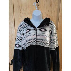 Soft Plush Zip-Up Fleece Jacket Tribal Aztec Pattern cottagecore grannycore